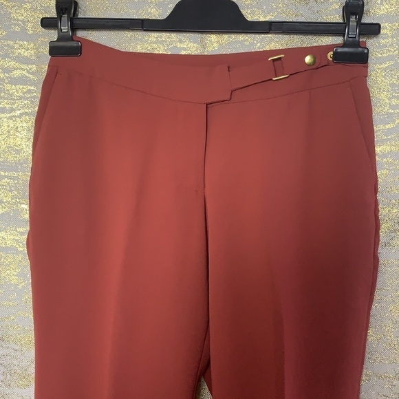 H&m dark peach dress pants with belt/buttons design size 4 - Picture 3 of 15